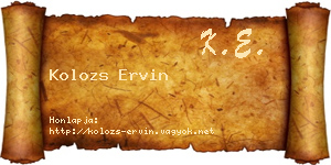 Kolozs Ervin névjegykártya
